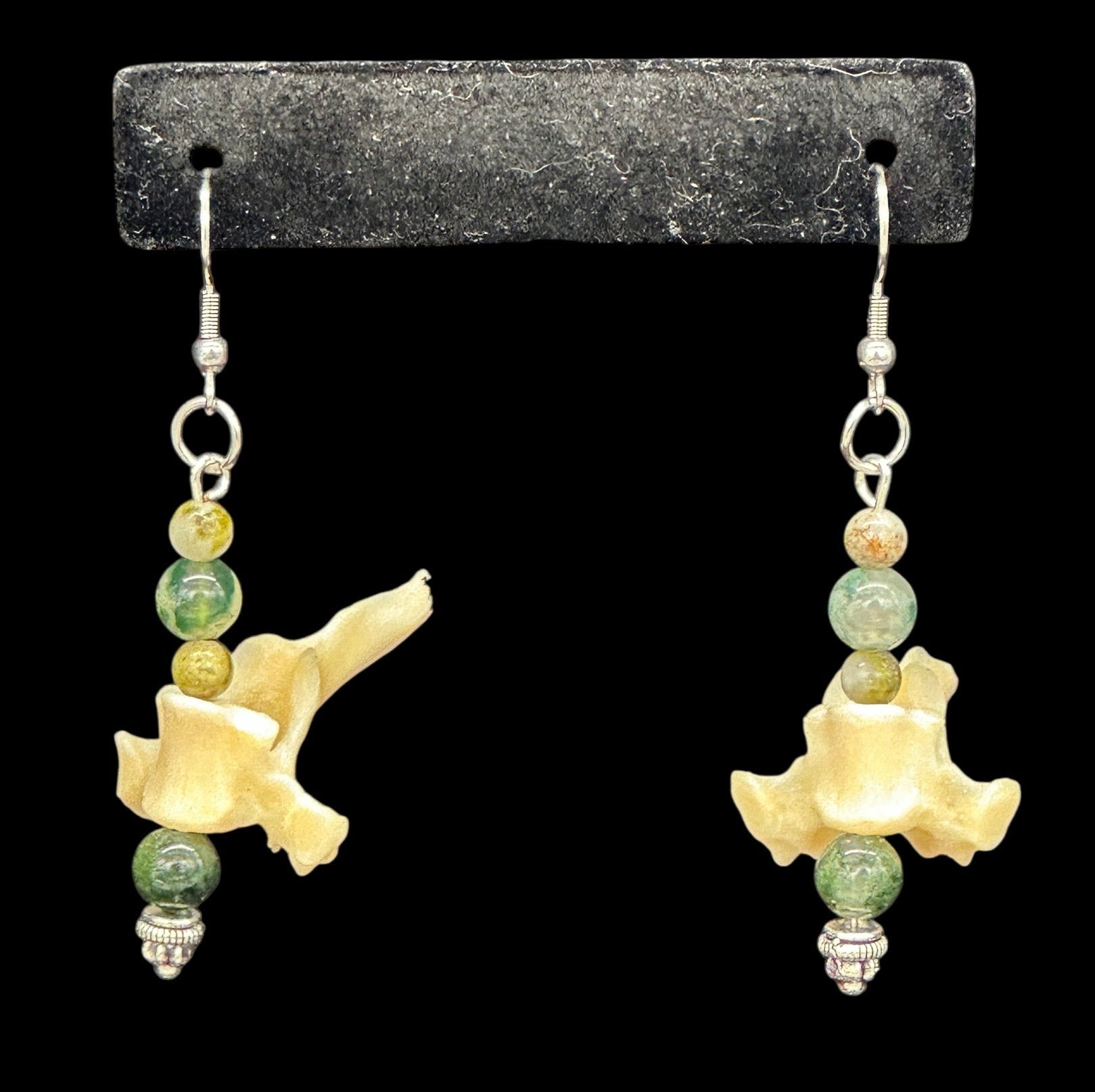 Cat Vertebrae with Green Jasper Beads